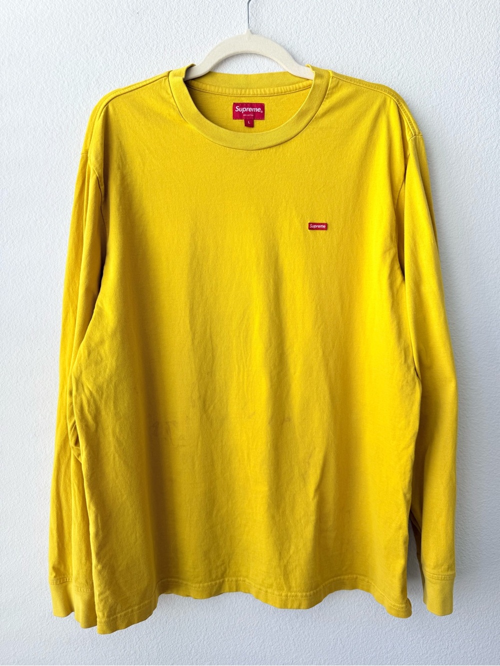Supreme Bright Yellow Long Sleeve Tee with Red Logo